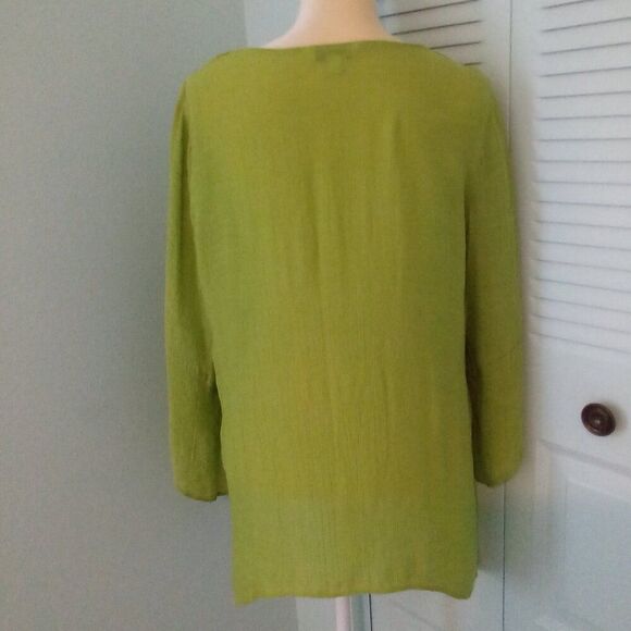 COUNTERPARTS XL TUNIC CROCHET ACCENT 3/4 BELL SLEEVES SHARK BITE HEM LAGENLOOK - Picture 2 of 8